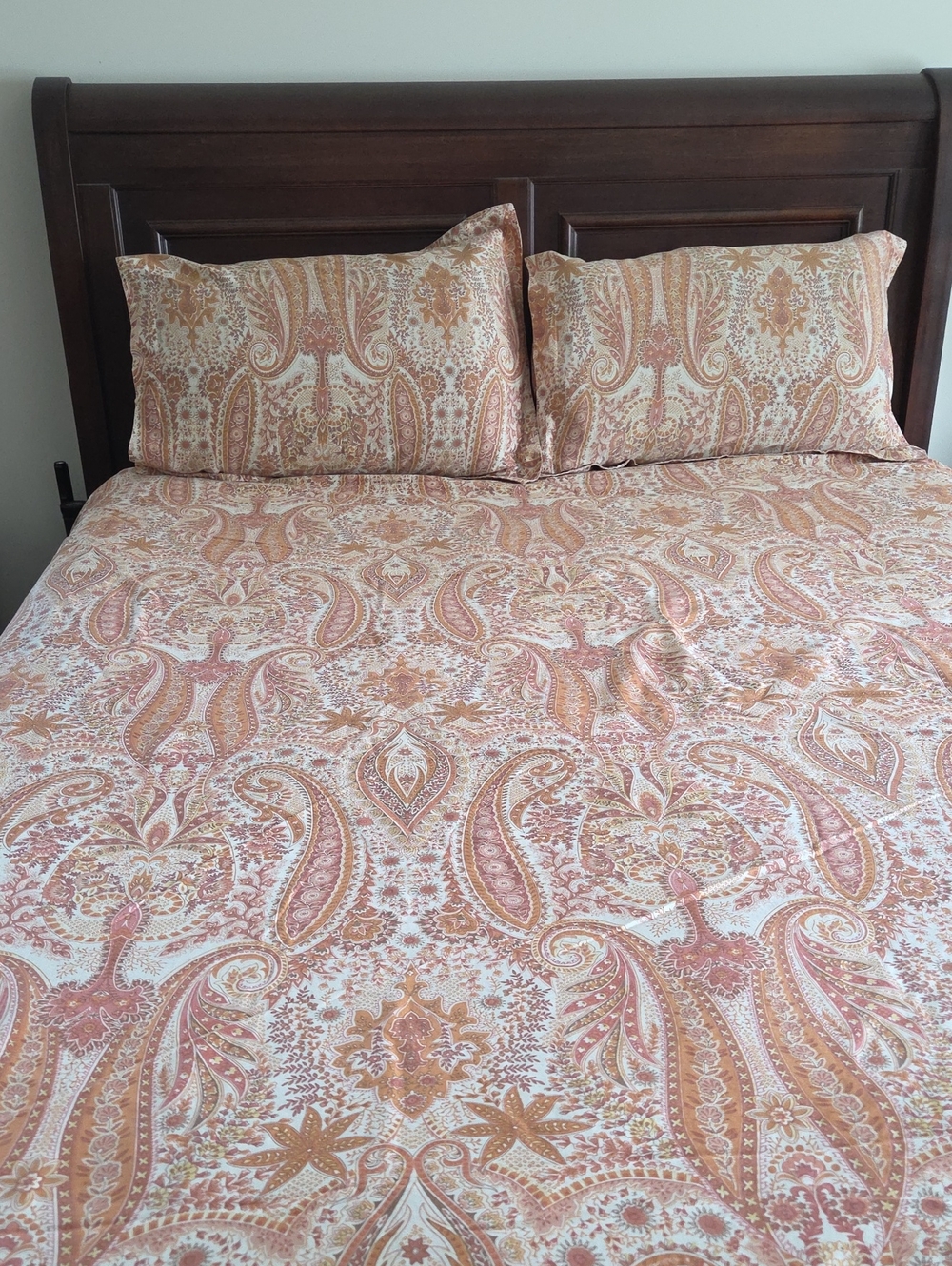 Paisley Cotton Bedding Set in Tan and Cream